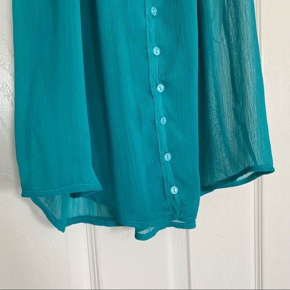 Studio by YDE | Teal Sheer Sleeveless Top - Picture 4 of 12